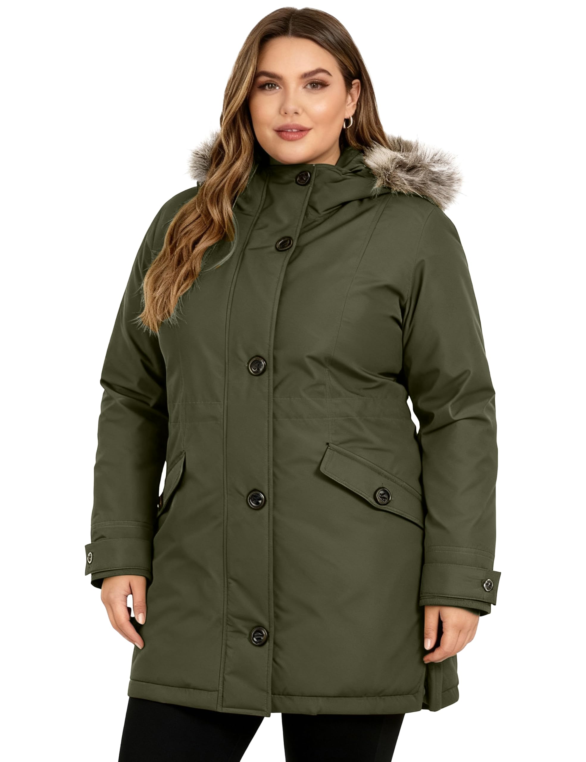 wantdo Plus Size Winter Coats for Women Thick Parka Jacket with Hood