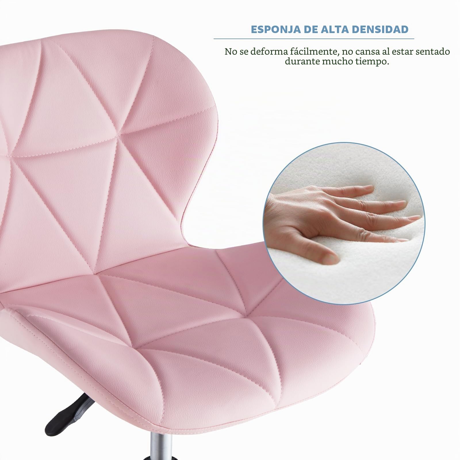 TUKAILAi Silla de Oficina de Piel sintética, Silla de Escritorio Altura Ajustable Ergonómica, Silla Escritorio Juvenil Rueda Transpirable para Estudio Cadeira Escritorio (Rosa)