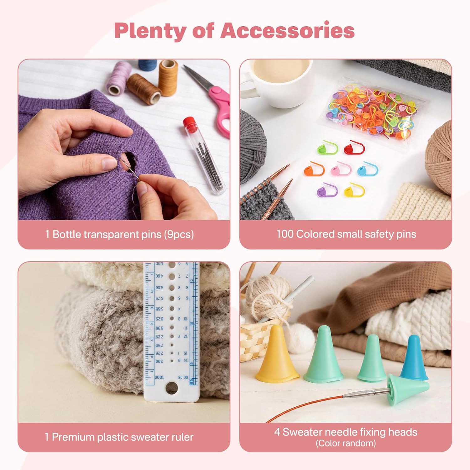 Fesorsi 12 Pairs 2.17in Short Interchangeable Circular Knitting Needles Set Aluminum US Sizes 2.5, 3, 4, 5, 6, 7, 8, 9, 10, 10.5, 11 with Cables, Crochet Hooks, Accessories and Storage Bag