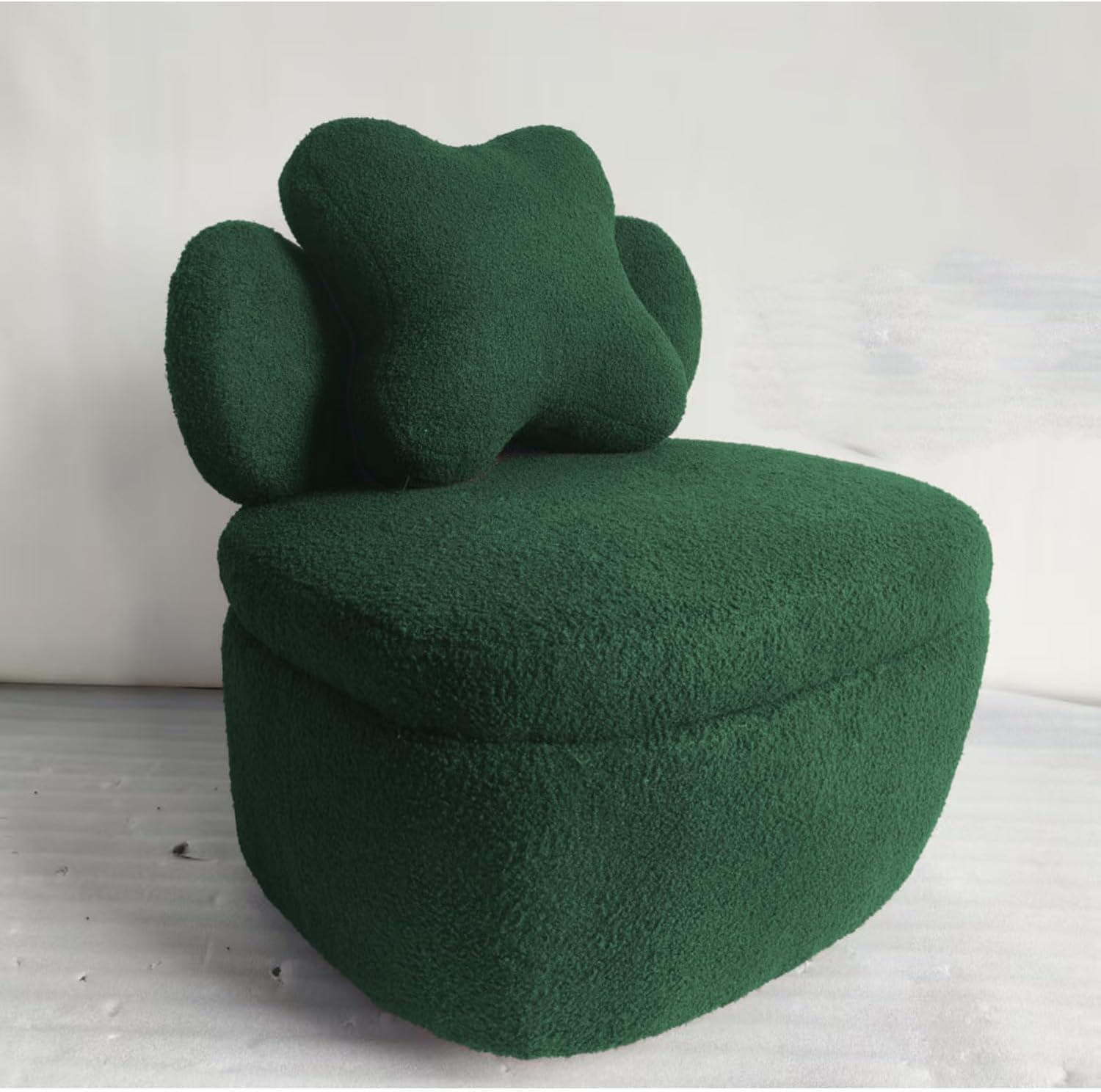 Cozy Soft Toy Fleece Lounge Chair for Living Room - Modern Accent Armchair - Soft Chair Comfort - Leisure Furniture - Color: Green