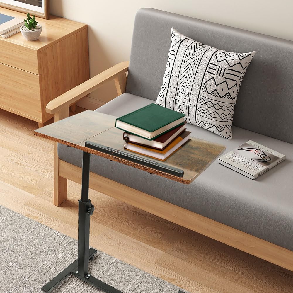 SDdPulse Braun - Escritorio móvil para computadora con 4 ruedas de altura ajustable, para el hogar, oficina, escuela, 61 x 44 x 65/95 cm, color negro, versátil y portátil, 60 x 34,5 x 58/90 cm