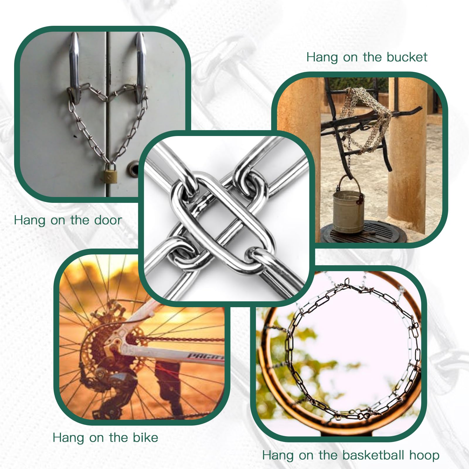 Chaîne En Acier Inoxydable 60 Cm Avec Mousquetons - épaisseur 1.5 Mm, Charge 40 Kg | Pour Portail, Clôture, Cage, Décoration DIY