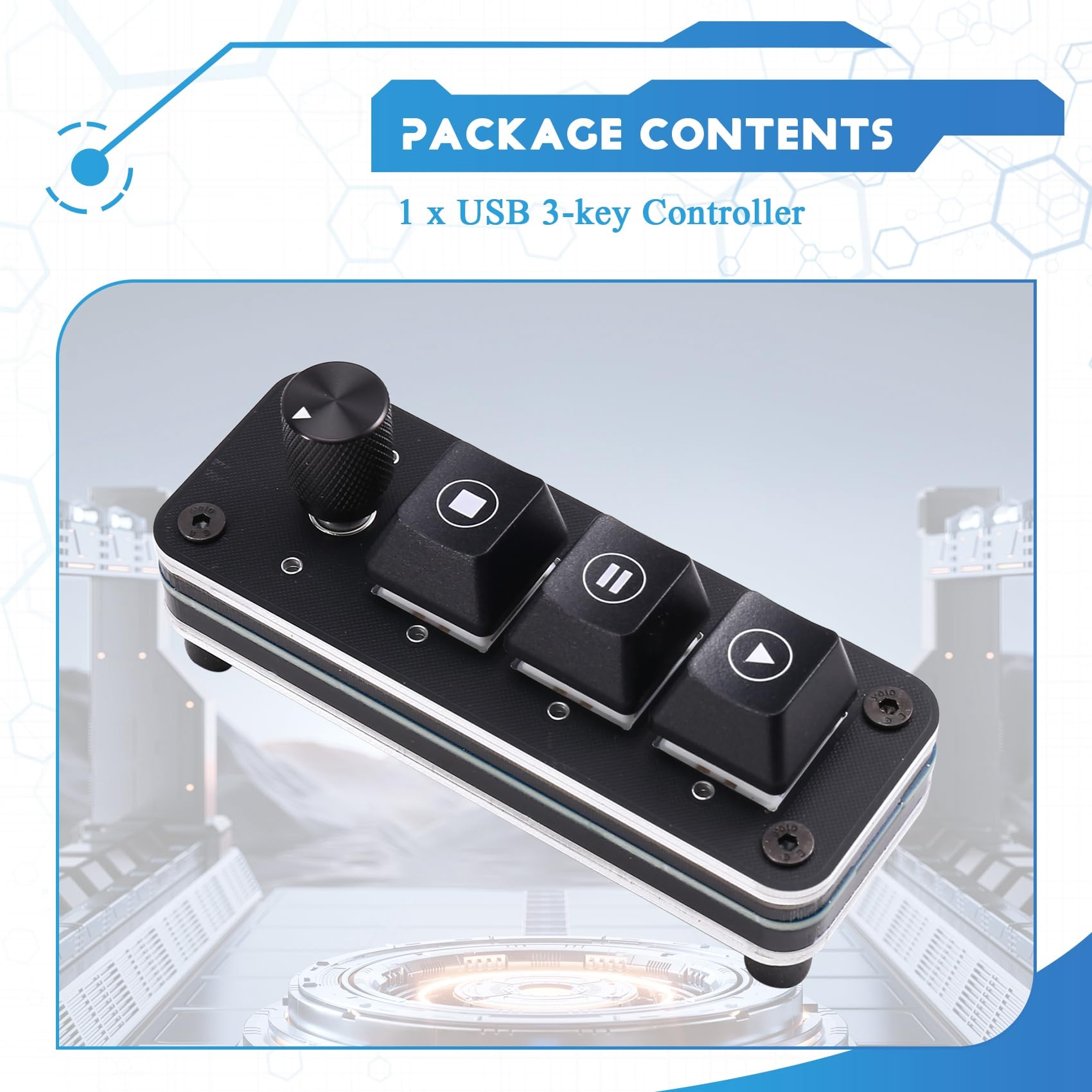 Controller multimediale professionale QLAB Tastiera a 3 manopola Drive Lettore musicale gratuito USB Type-C