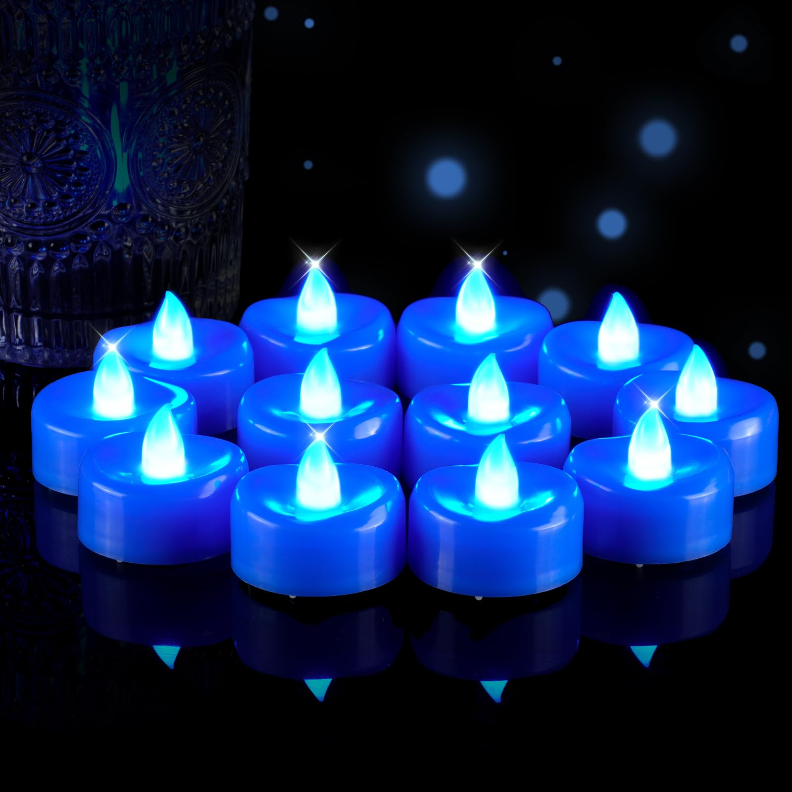 5plots 12/24/50/100/150Pack Tea Lights Candles Battery Operated,Blue Shell