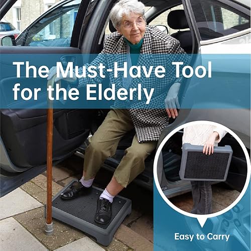 Miniatura 3 de StrongTek Taburete de un solo paso para adultos y ancianos, elevador de escalera de plástico con superficie antideslizante y pies, portátil para