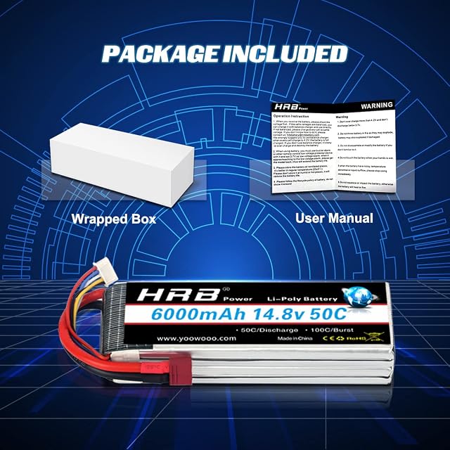 Foto 7 de 7 de HRB 6000mAh 14.8V 50C 4S Lipo batería Pack for Modelismo RC Car Heli Plane Boat Truck FPV Auto helicóptero…