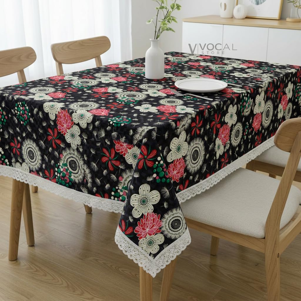 Lace Table Cloth for Dining Table, Decorative Center Table Cover for 4 Seater, 60 X 40 Inch, Midnight Bloom- (MTBL9-P051)-image-37