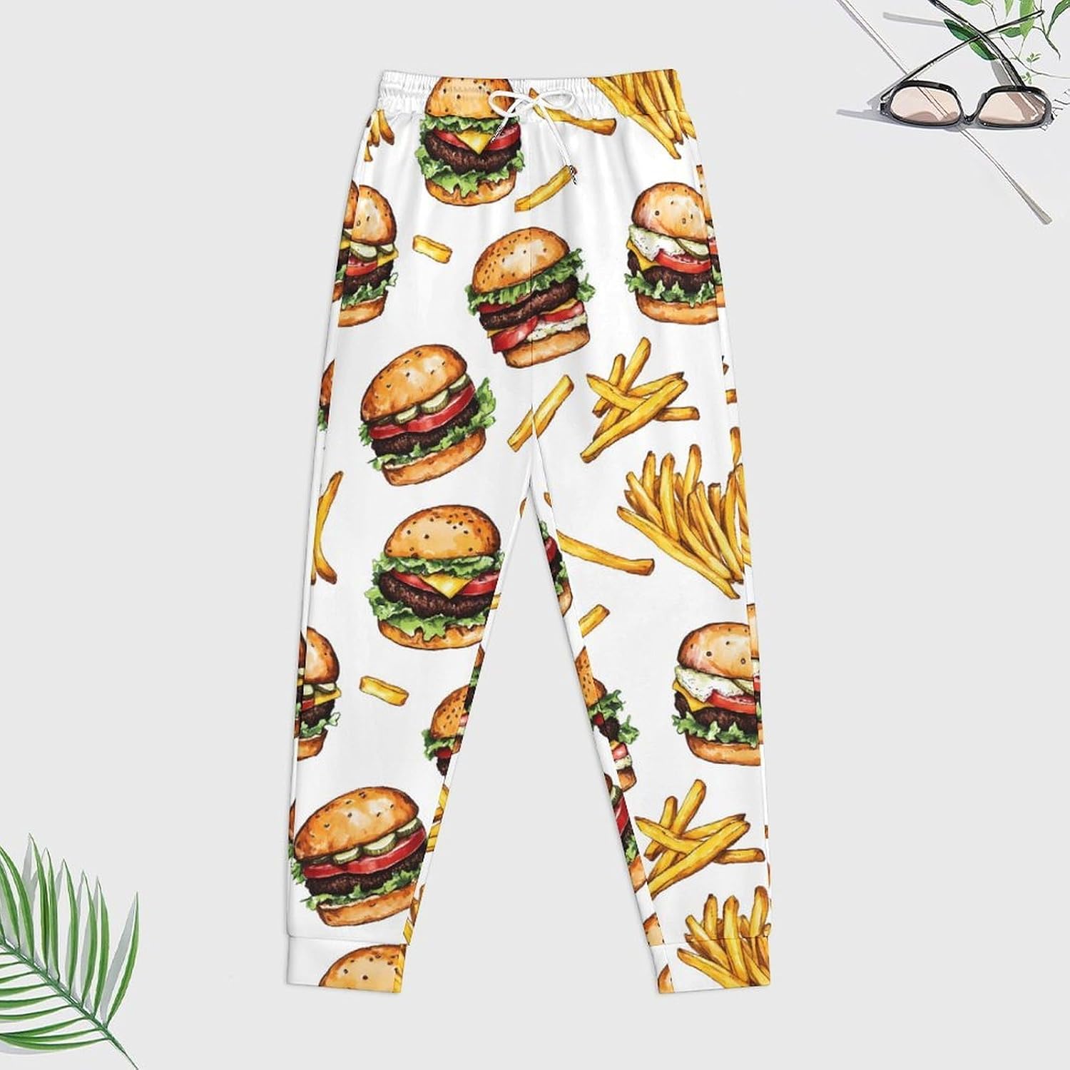 Hamburger French Fries Men's Hooded Set Casual 2 Pieces Suits Pullover Tracksuit Hoodies And Sweatpants