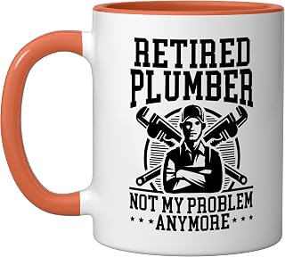 Plumber Plumbing Pipefitter Drain Surgeon Profession Ceramic Mug, Orange/White