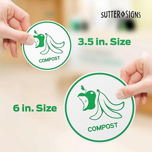 Miniatura 3 de Sutter Signs Calcomanías de reciclaje para basura, 6 pulgadas de ancho  5 calcomanías de reciclaje para contenedores de plástico - papel, aluminio,