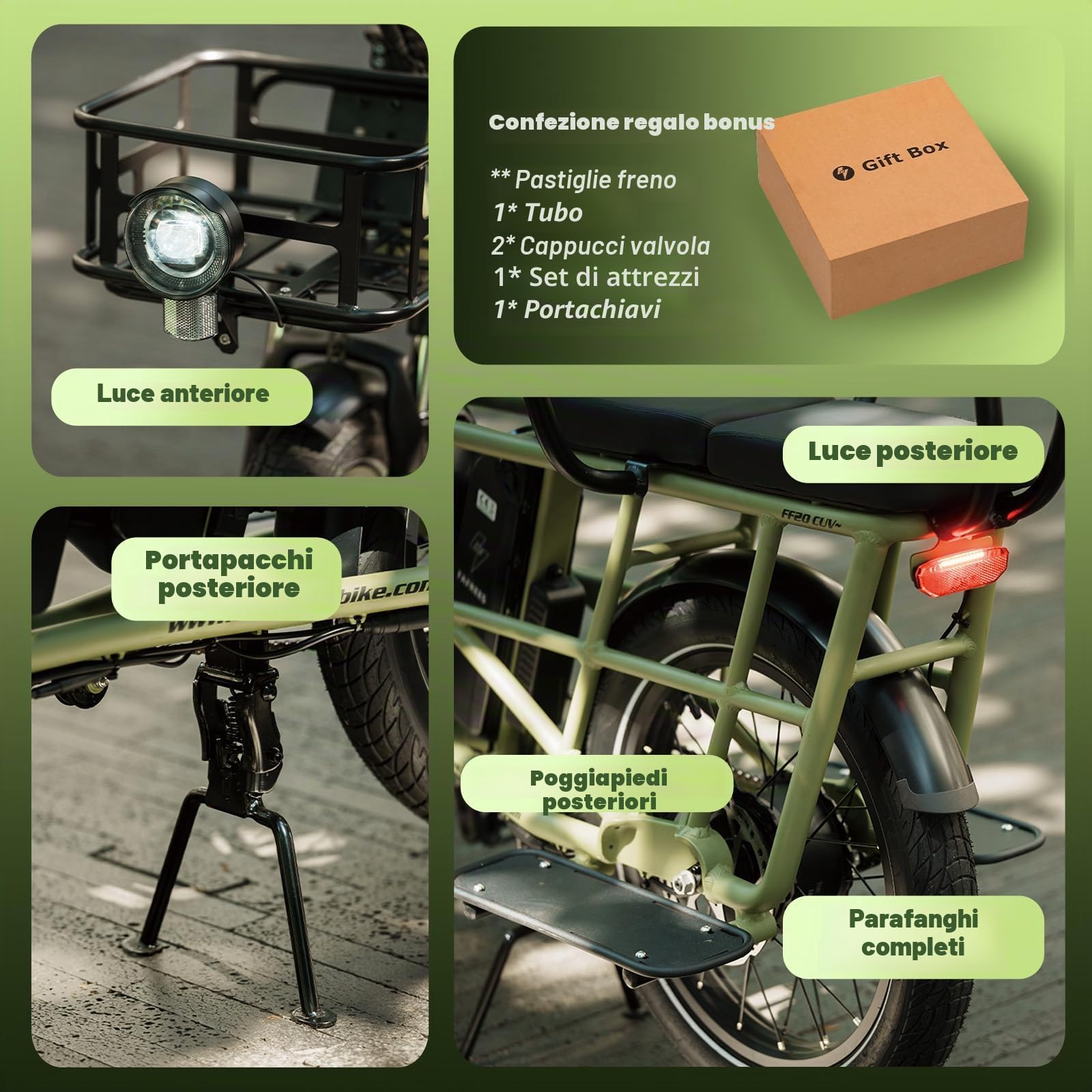 Fafrees Bicicletta elettrica per famiglia FF20 CUV 20 pollici [ufficiale] da donna e da uomo, 25 km/h, pedelec, 12 Ah / 576 Wh*2, batteria 200 kg 75 N.m, freni idraulici E-Cargo, Fatbike per adulti