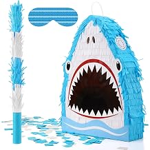 Libima Small Shark Pinata 16.5 Inch Pinatas for Birthday Party Decorations Shark Themed Party Supplies with Pinata Blindfold and Bat for Kid Adult