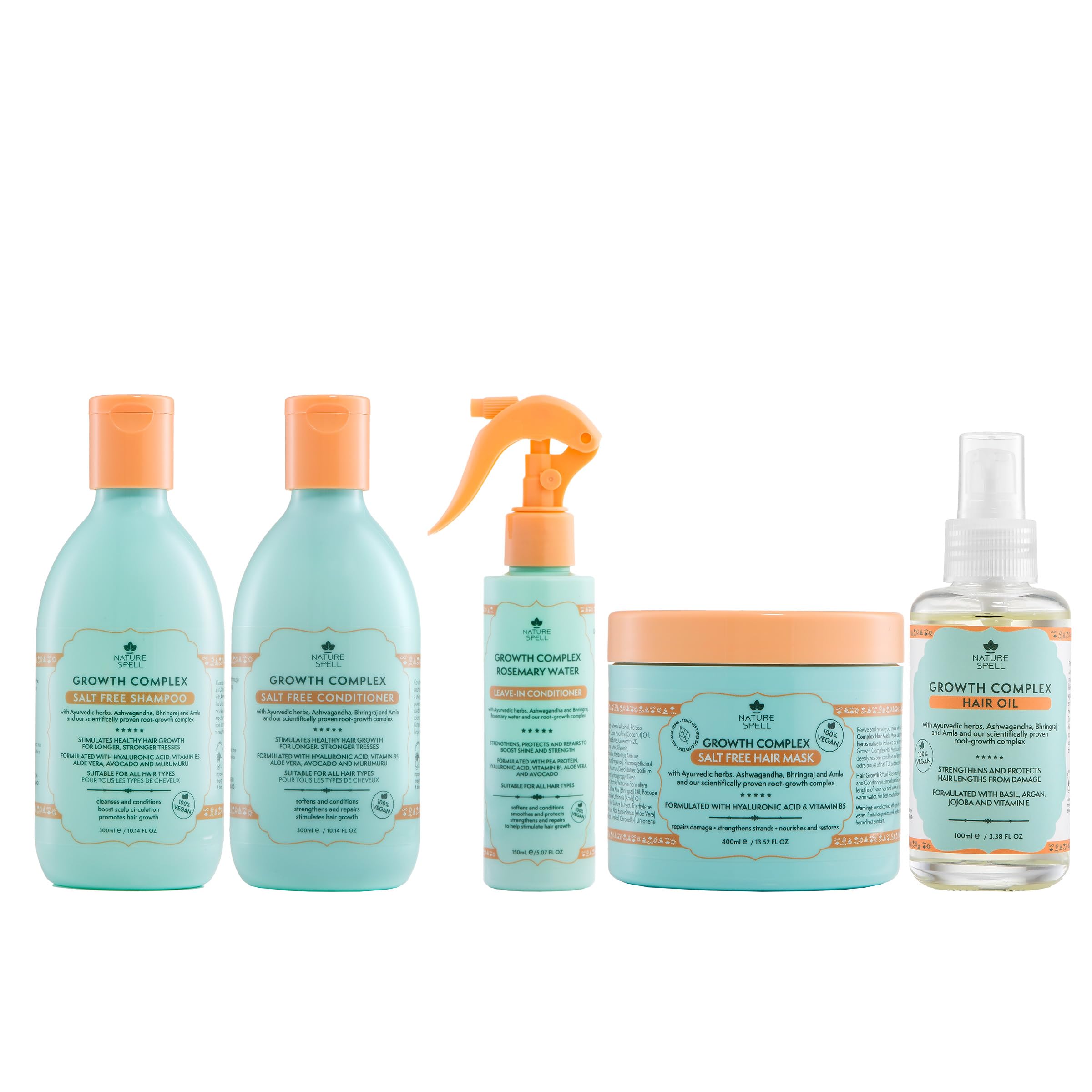Nature Spell Growth Complex Hair Growth Set, Includes Shampoo, Conditioner, Mask