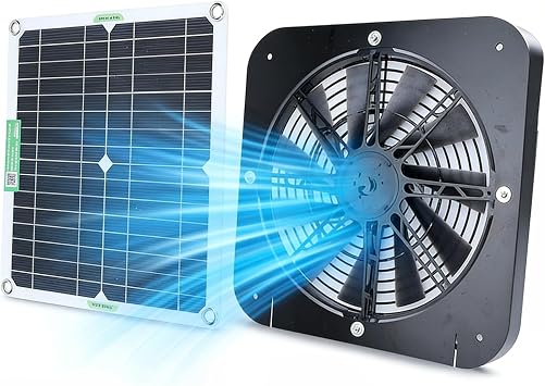 Pomya 100W Solar Fan Kits for Ventilation, 13.5 Inch Solar Powered Exhaust Fan with Monocrystalline Silicon Solar Panels for Greenhouse, Camping