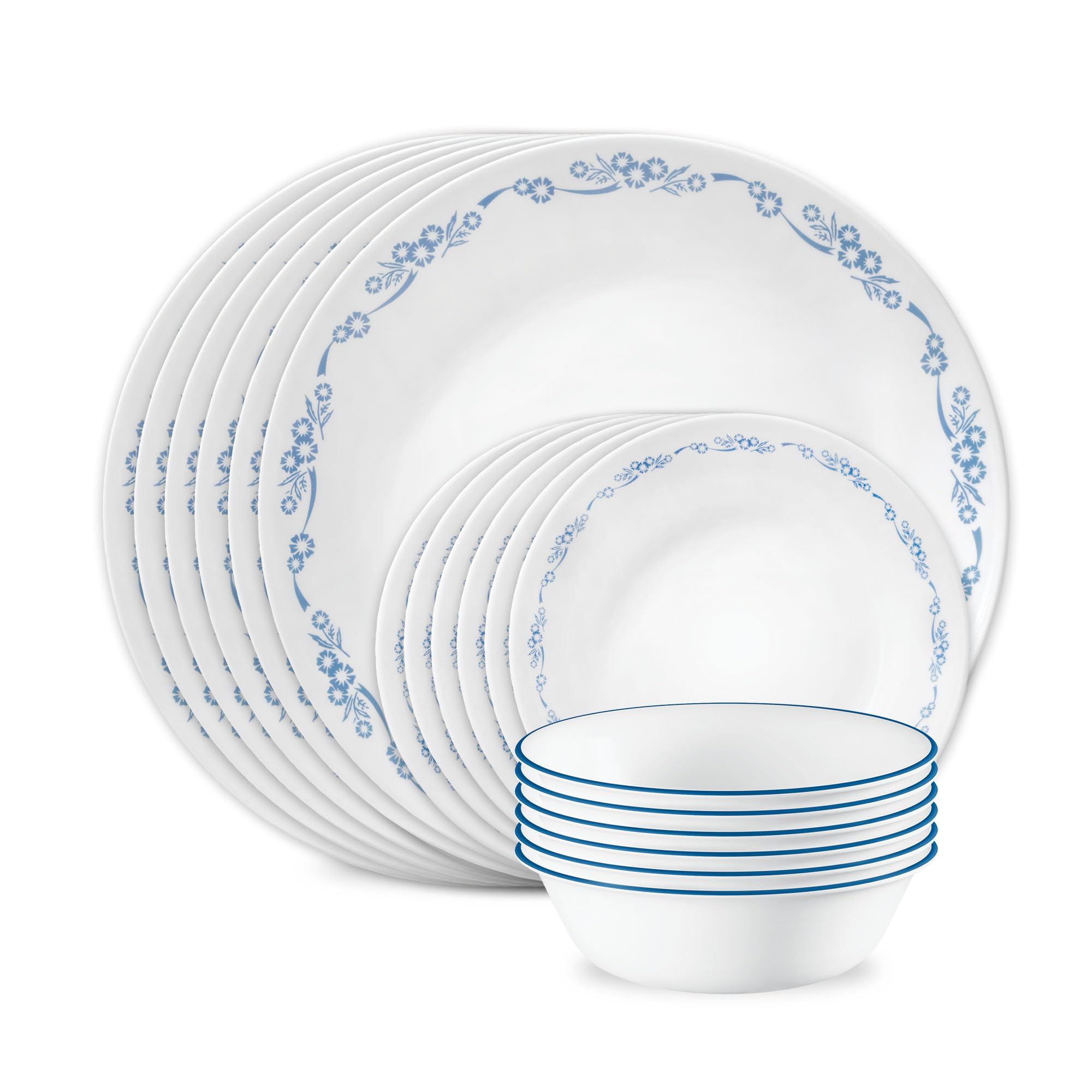 Cornflower Blue 18-Piece Round Dinnerware Set, Service for 6