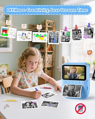 Miniatura 5 de Cámara de impresión instantánea para niños, pantalla HD de 3.0 pulgadas, cámara digital instantánea de 32 MP, regalos de Navidad, cumpleaños,