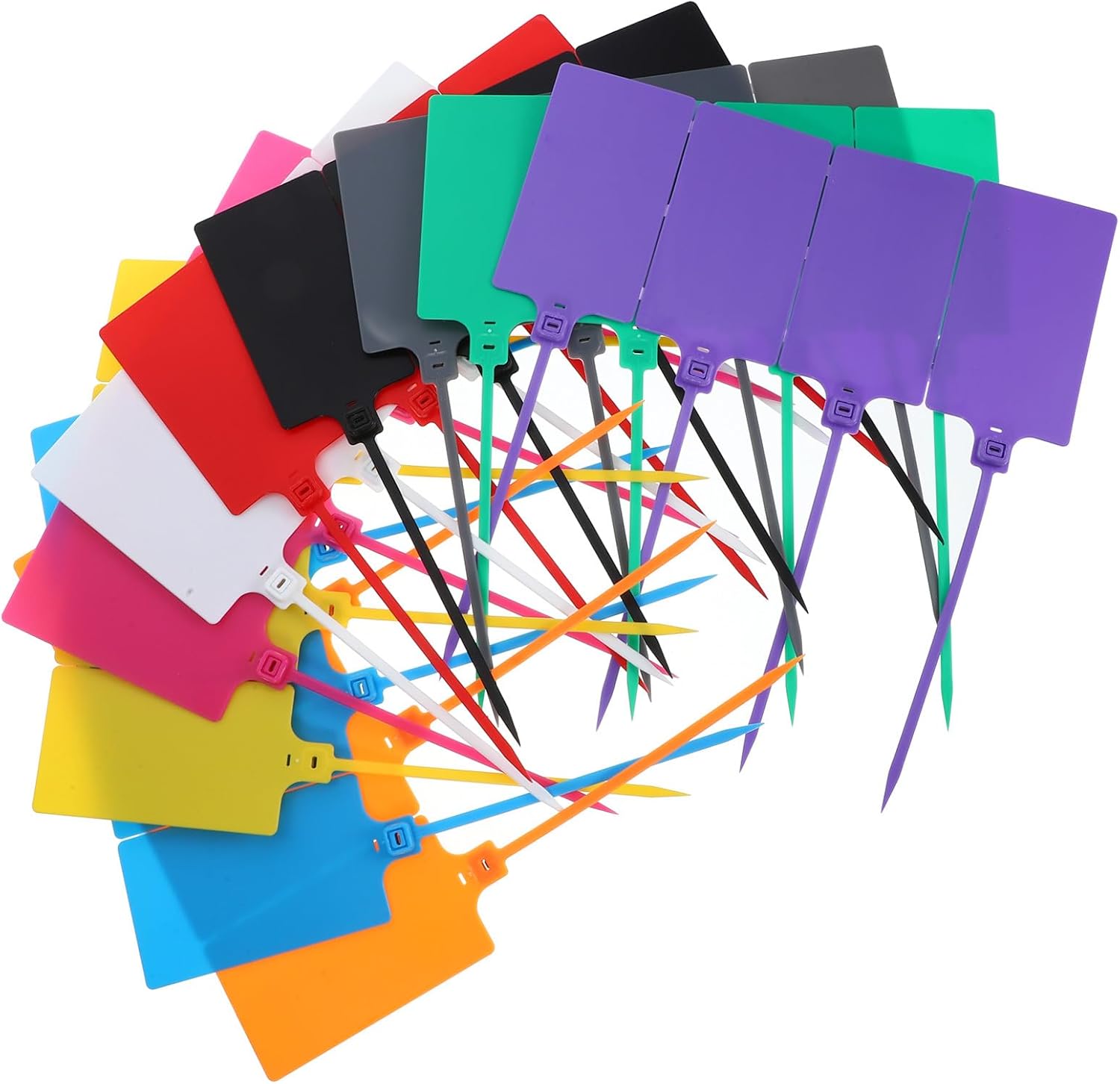 Didiseaon 100Pcs Mixed Color Plastic Shipping Labeling Tags 5.8X100Mm with Cable for Luggage and Industrial Packaging