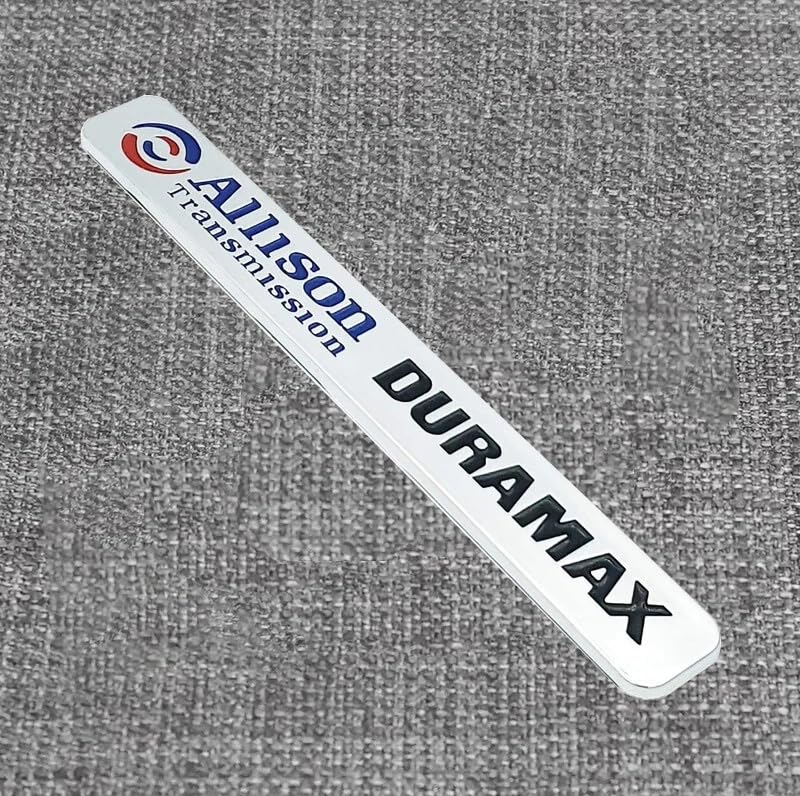 Image of 2Pcs Allison Transmission Emblems Hood 3D Nameplate Badge Letter Compatible with Silverado Dura-max (Chrome Black)