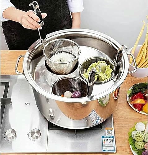 Miniatura 8 de Olla para Pasta De Acero Inoxidable, Juego De Olla para Pasta Con Cesta para Insertar, 4 Agujeros