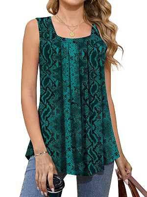Women Tank Tops Summer Square Neck Sleeveless Tops Loose Fit Flowy Cute Casual Shirts S-3X