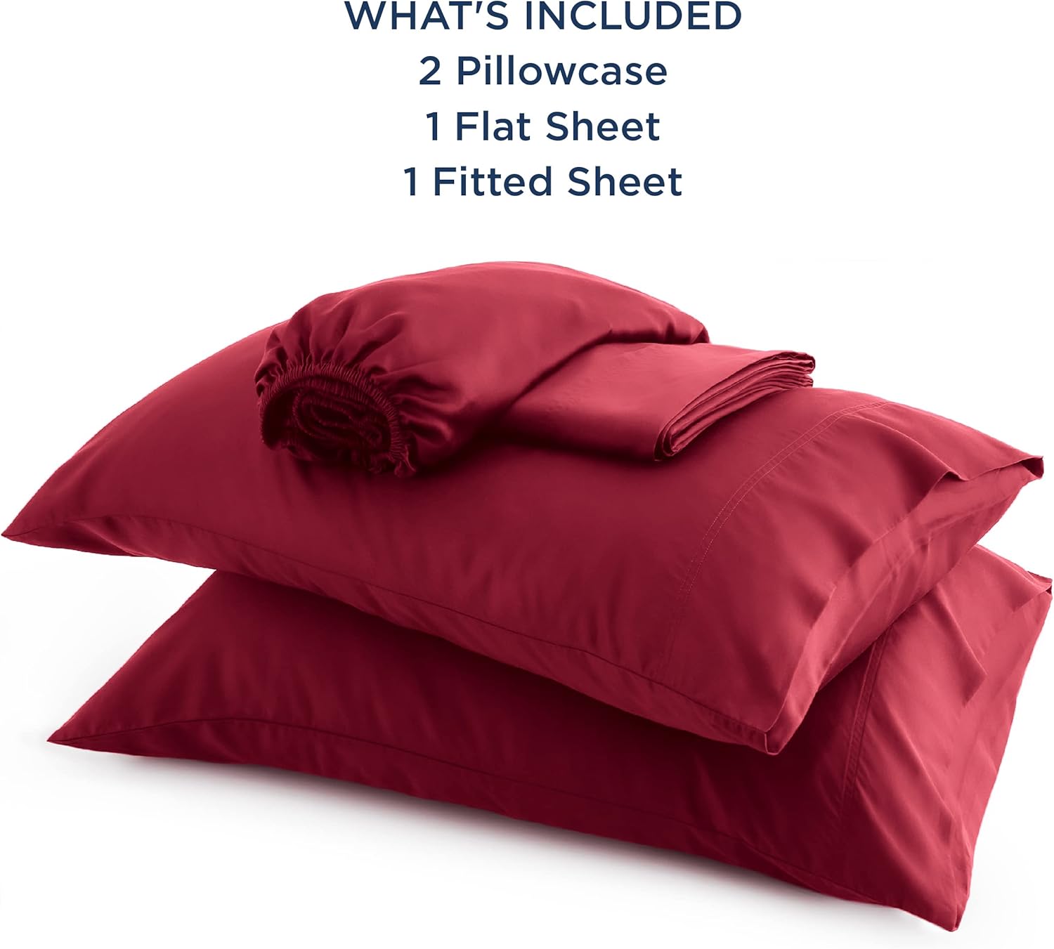 Bedsure Queen Sheet Set, Rayon Derived from Bamboo, Cooling Sheets, PureWoven, Breathable & Soft, Deep Pocket Up to 16 Inches, Hotel Luxury Silky Bedding for Hot Sleepers, Burgundy