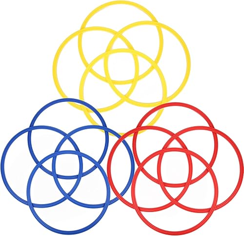 Miniatura 7 de Kadimendium Anillos de entrenamiento, 12 anillos de entrenamiento de buena dureza PP velocidad y agilidad, color brillante, 15.7 pulgadas con bolsa