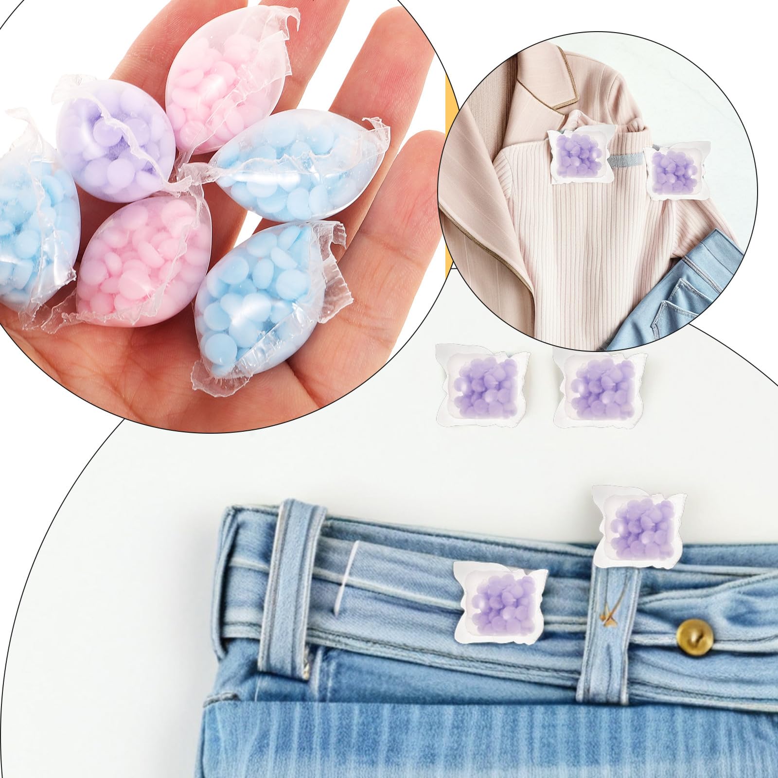 Healvian 100 sacchetti di profumatori per bucato - Perle profumate, perle ammorbidenti multicolori per il bagno, la lavatrice, il lavaggio a mano o in lavatrice