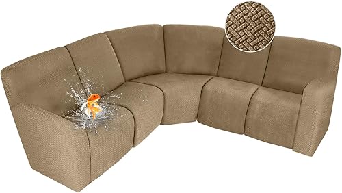 Miniatura 101 de ALIECOM Fundas 100% impermeables para sofá seccional reclinable en forma de L, funda elástica para sofá seccional reclinable de esquina, protector