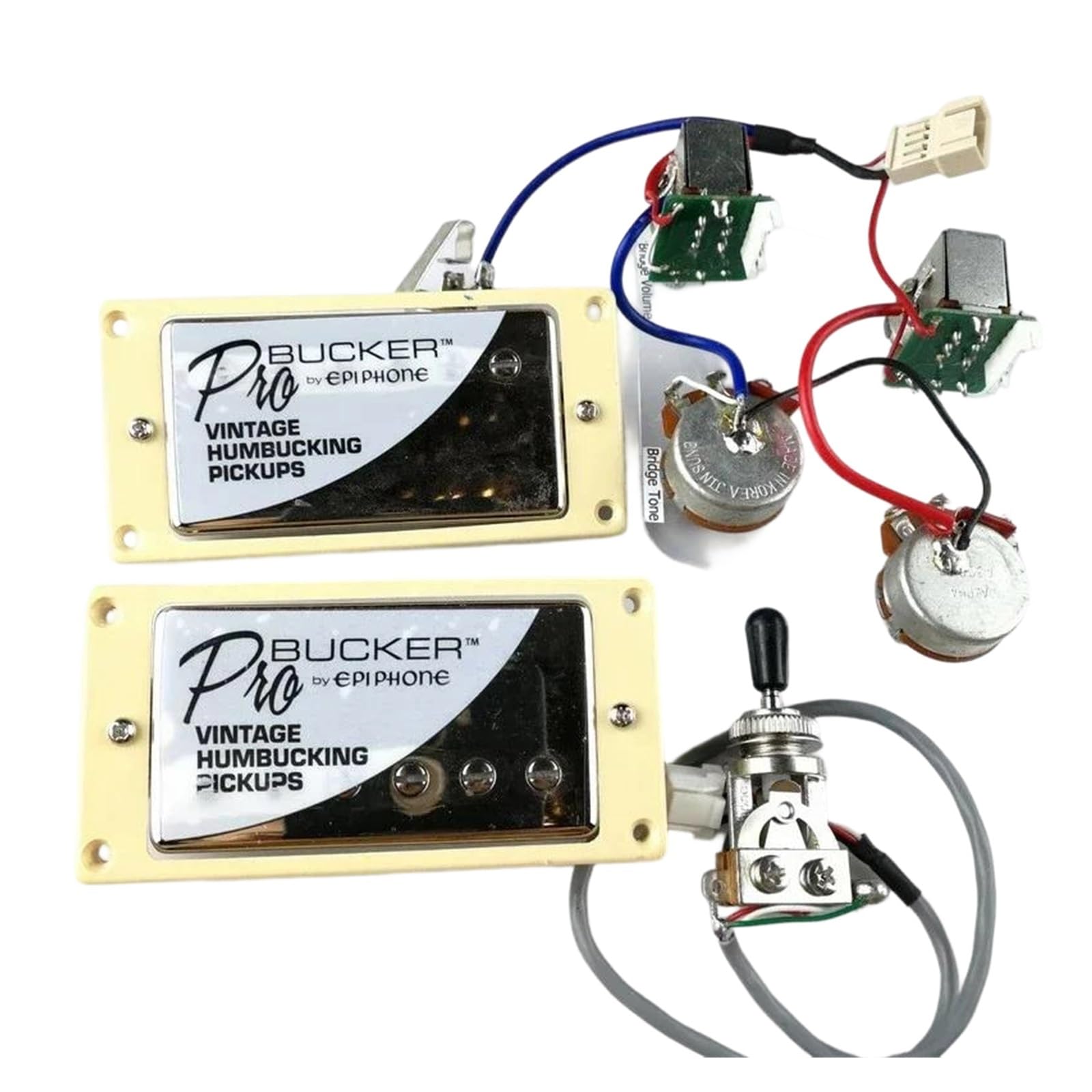 1 Juego De Pastillas Humbucker Alnico Para Guitarras Eléctricas Carcasa De Níquel/oro Con Arnés De Cableado(3/4)