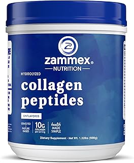 Zammex Premium Collagen Peptides Powder Unflavored,Hydrolyzed Proteins Types I & III, Supports Hair, Skin, Nails, Joints, Grass Fed, Non-GMO, Gluten-Free,Paleo & Keto Friendly,60 Servings