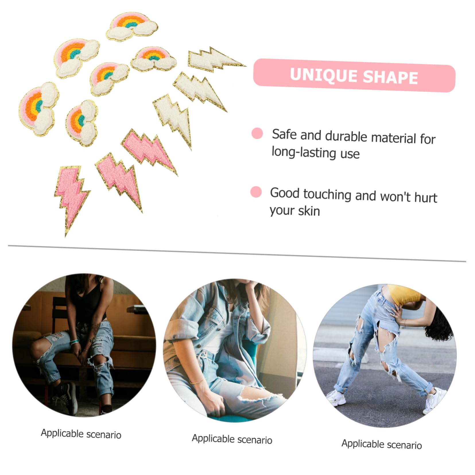 ARTIBETTER 5 Ensembles Patches Brodés Arc Ciel Créatifs Pour Vêtements Diy Appliques Décoratives Thermocollantes Pour Réparation Et Personnalisation 12 Pièces * 5