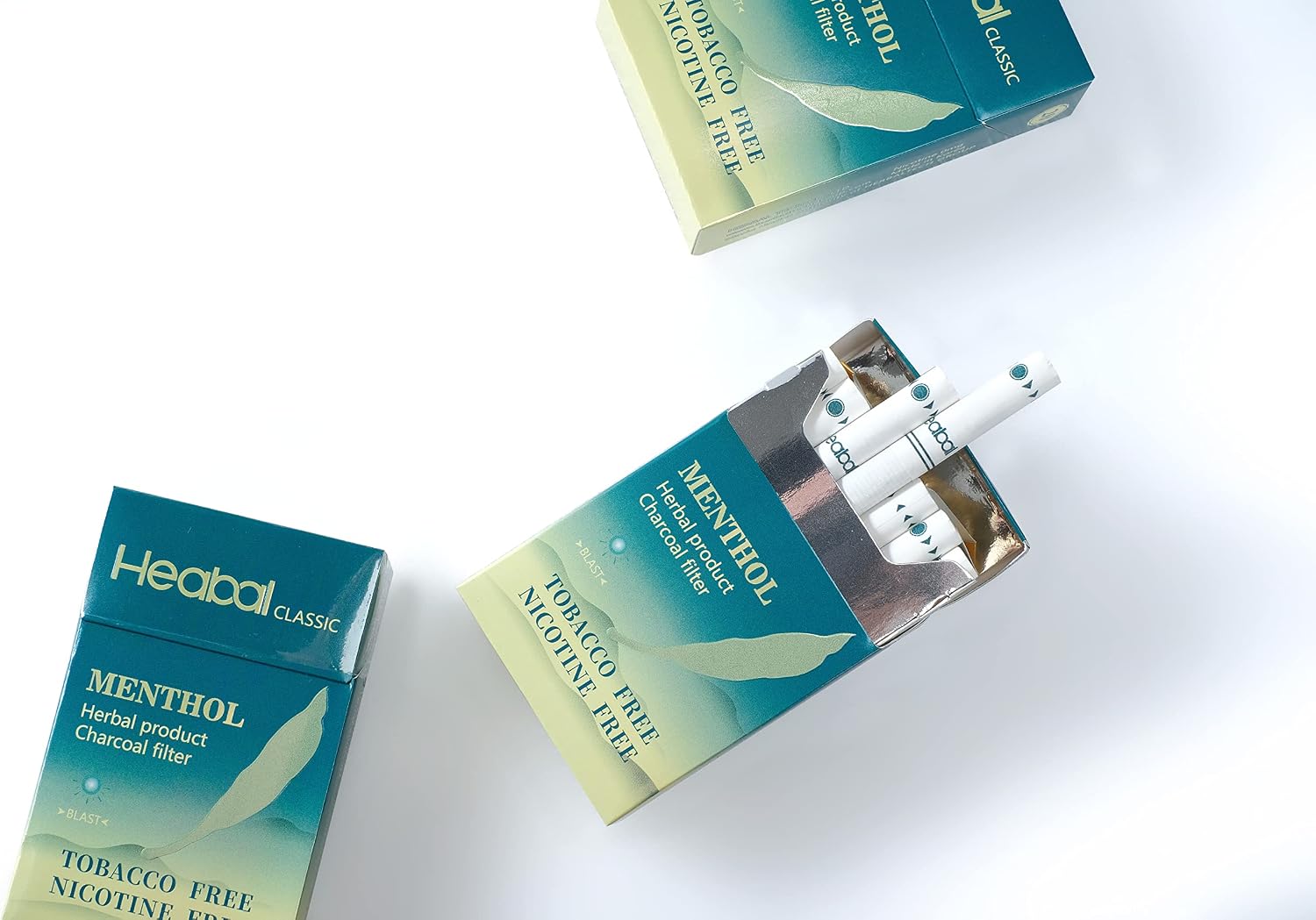 HEABAL Herbal Cigarettes - Tobacco Free, Nicotine Free - Menthol (4 Packs)