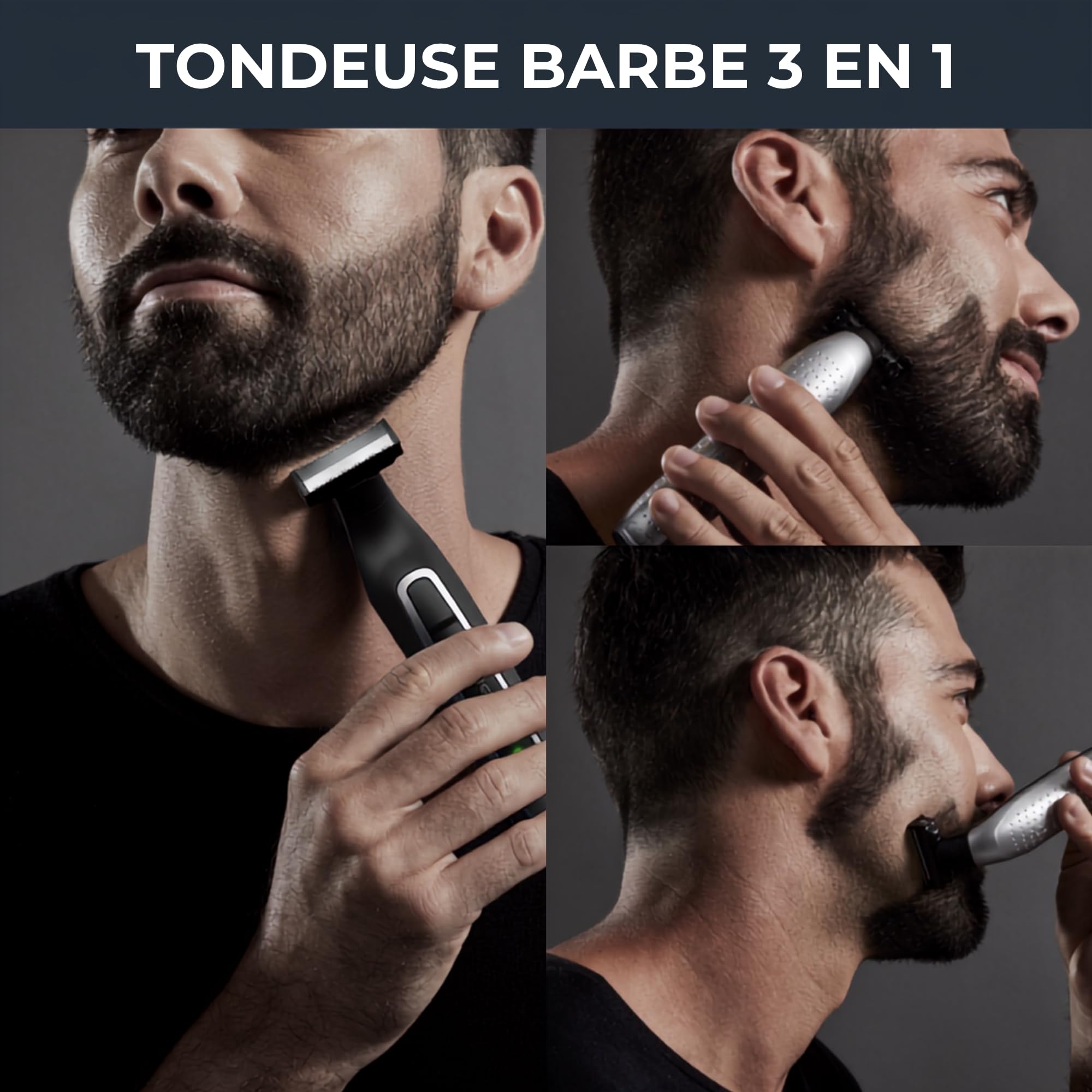 ROWENTA | Forever Sharp Tondeuse Barbe Hybride 3en1 | Tailler Styliser Raser Aucun Remplacement De Lame Nécessaire Lames En Acier Inoxydable Tête Amovible Autonomie 120 min Wet & Dry TN6000F5