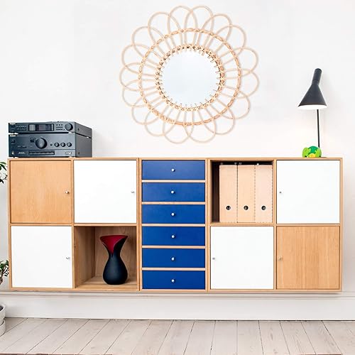 Miniatura 7 de DOITOOL Espejo de pared de ratán para decoración de pared, espejo de pared de girasol, decoración de baño, mimbre, maquillaje, espejo de cristal