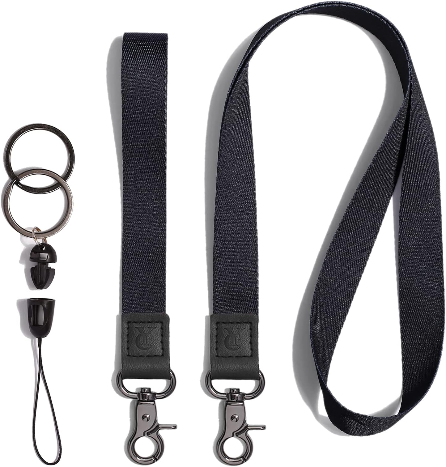 Lanyard With ID Holder Key Chain Wrist Strap Badge Mobile Phones Wallets Car Key Lanyards Durable Premium Quality Wristlet Strap Neck Cool Lanyard (Black )