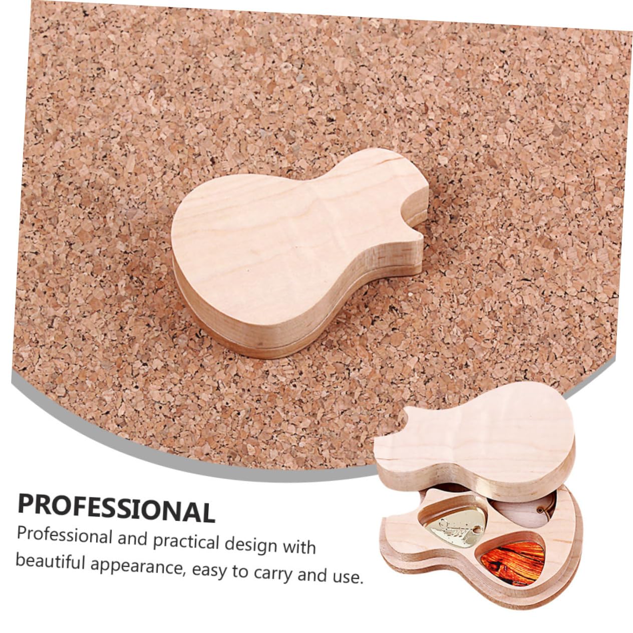 Mikikit 1 Juego Caja de Almacenamiento de Púas de Guitarra Forma de Guitarra de Madera de Arce con Púas Resistente y Duradera para Guitarristas y Músicos