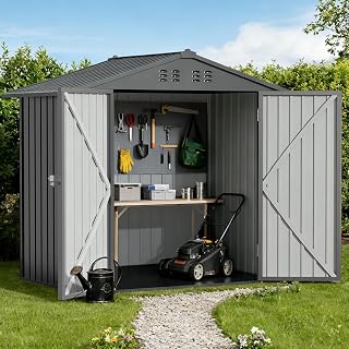 COMHOMA 6'x4' Shed Outdoor Storage Metal with Lockable Doors & Vents