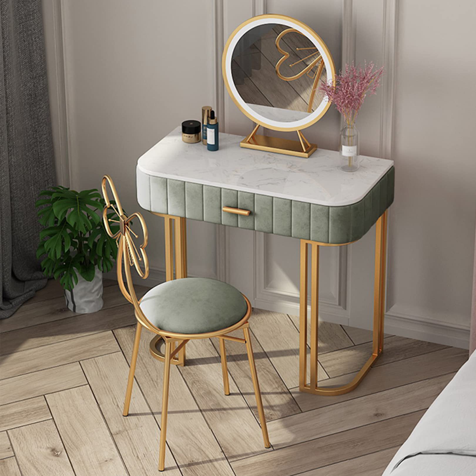 大理石　ドレッサー　チェスト　チェア　グレー　モダン　美品　デスク 大理石 ドレッサー チェスト チェア グレー モダン 美品 デスク