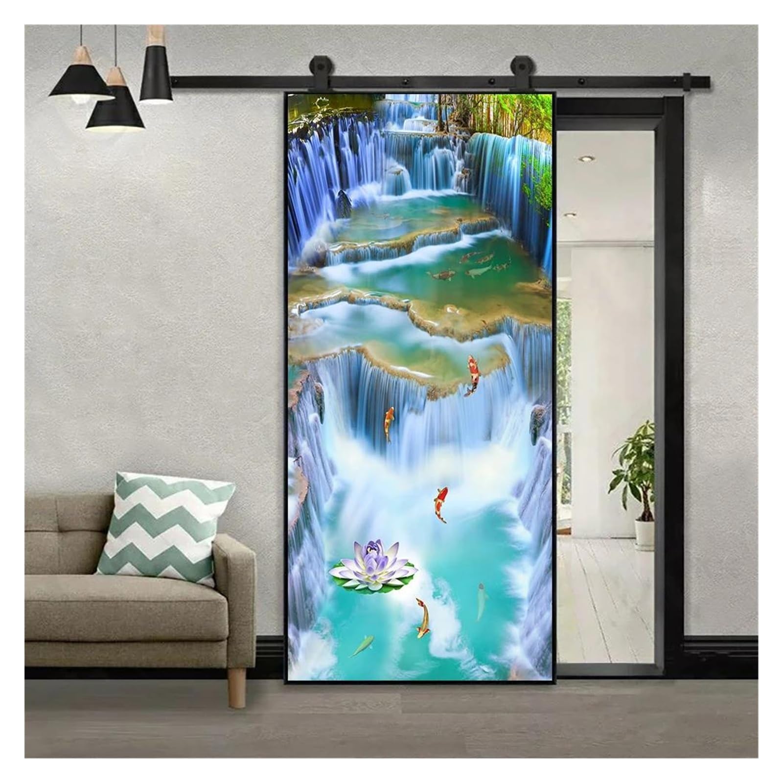 Peinture à l'huile style cascade art mural PVC de haute qualité