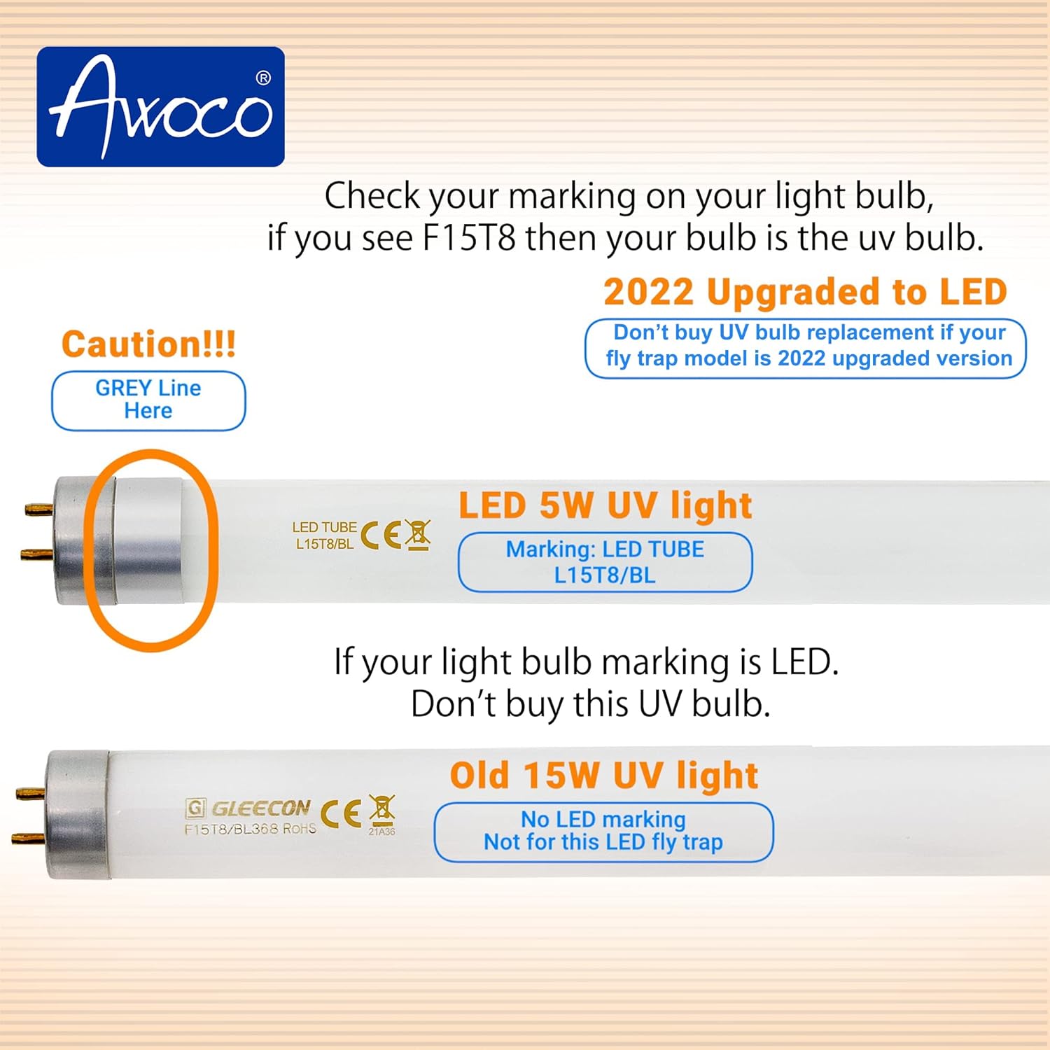 Awoco F15T8/BL368 replacement UV light bulb and compatible fly trap