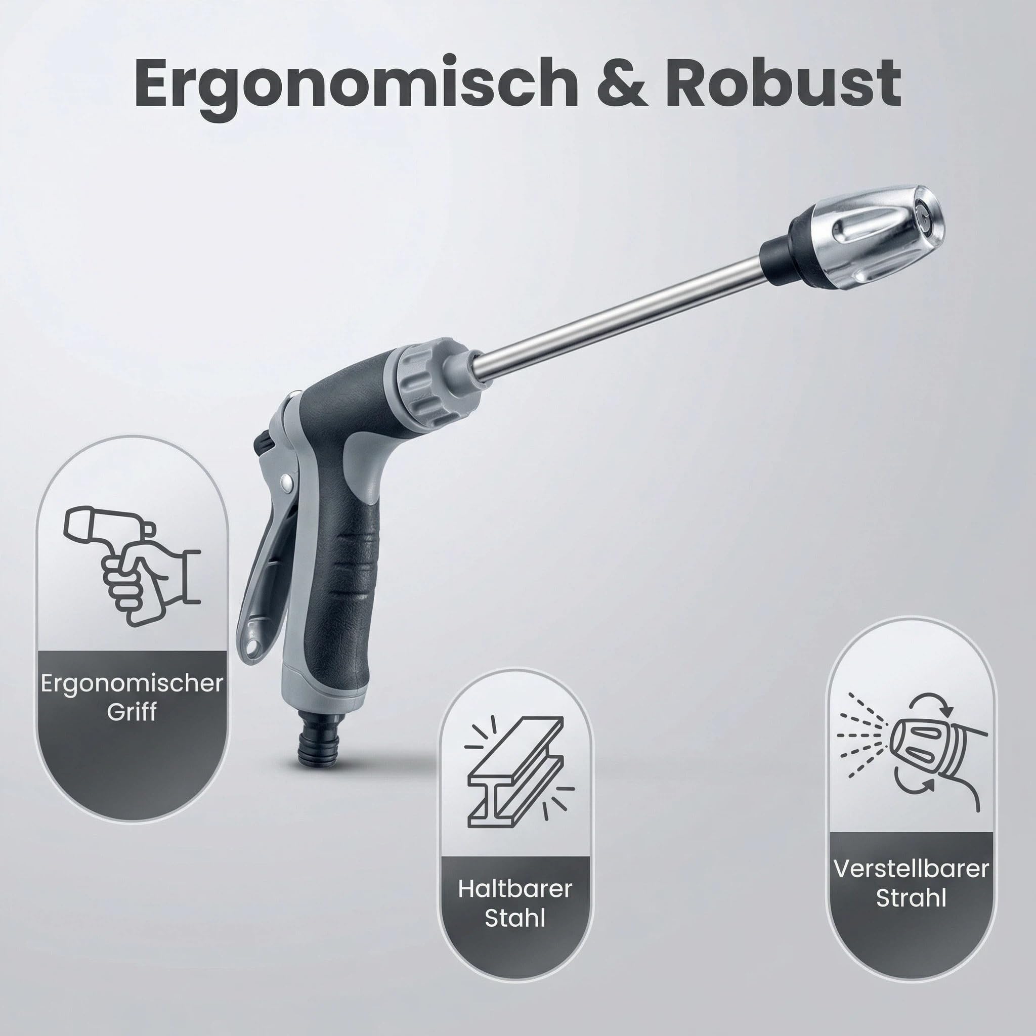 Power Jet Hochdruckpistole – Powerjet Wasser, 3 Sprühmodi mit Wasserblitz-Düse & TurboWasher-Zubehör, robuster Außenreiniger für Gartenschlauch, ideal für Autowäsche, Garten (Upgrade)