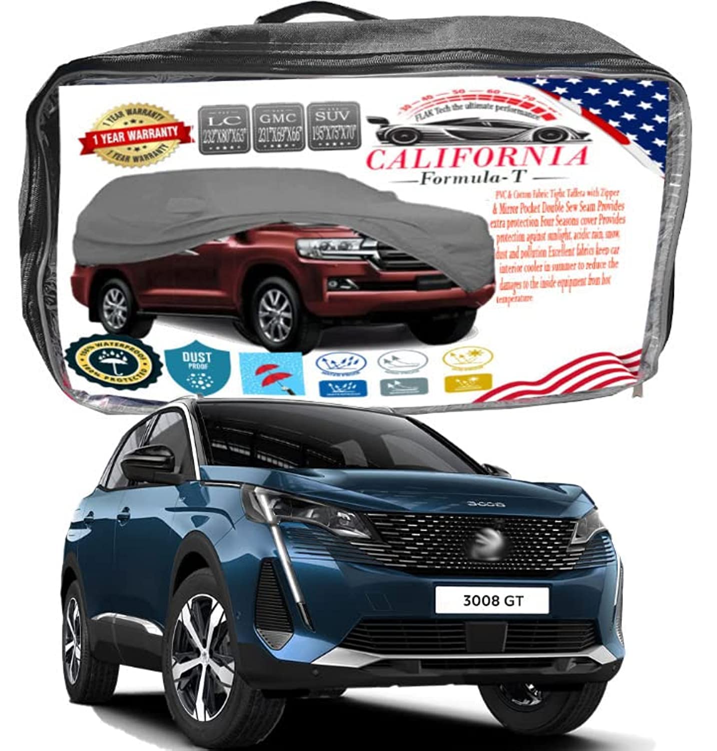 CFT California formula T car body cover SUV 3008 + Working Gloves