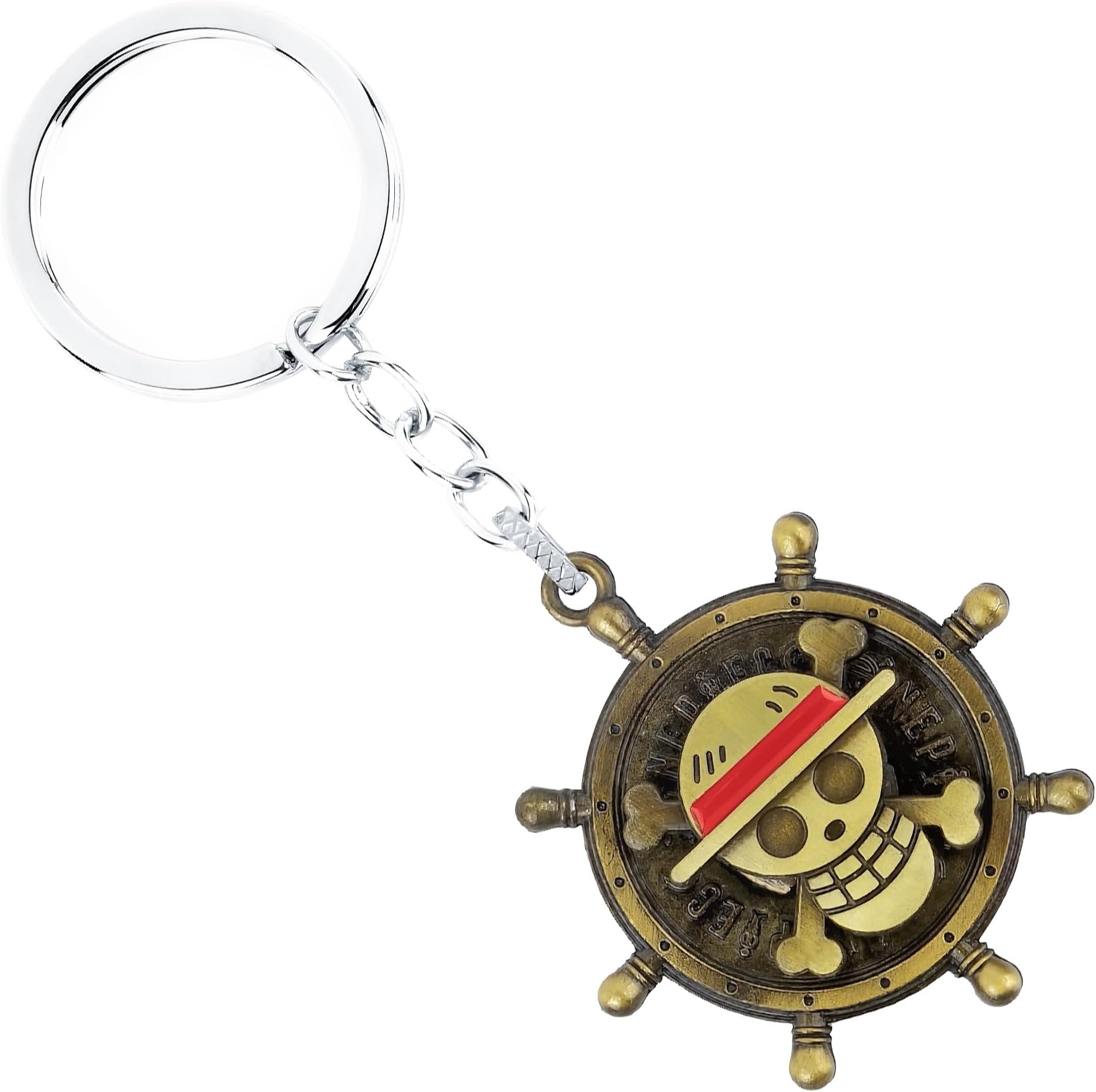 One Piece Anime Keychain with Jolly Roger Charm, Straw Hat Keyring & Phone Charm, Cool Gifts For Men & Women