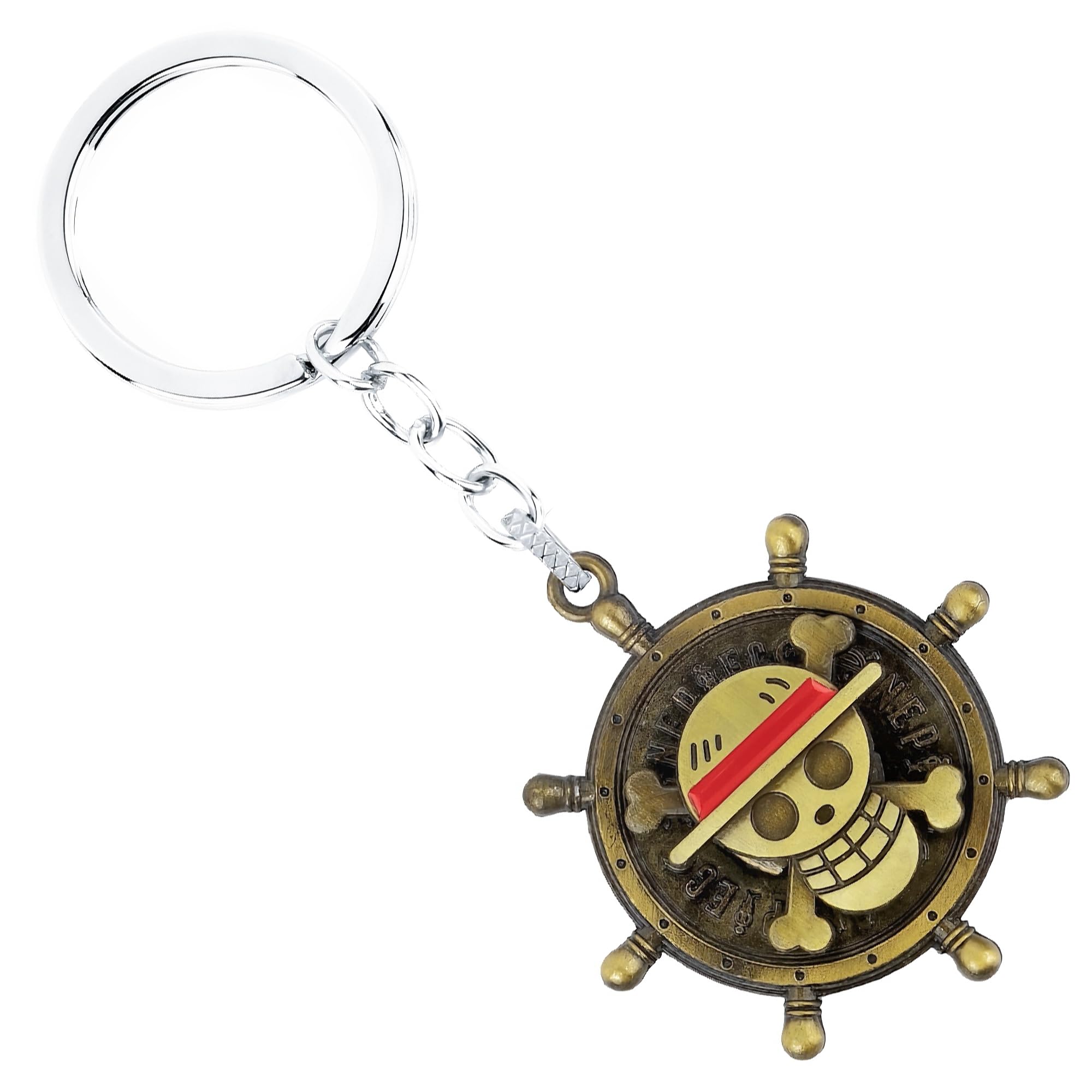 One Piece Anime Keychain with Jolly Roger Charm, Straw Hat Keyring & Phone Charm, Cool Gifts For Men & Women