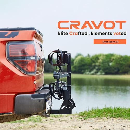 Miniatura 7 de CyberRack E2 Hitch 2 EBike Rack con rampa, capacidad de 200 libras de capacidad, soporte de plataforma plegable, hasta 5 pulgadas de grasa para