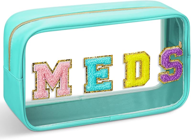 Geetery Nécessaire de Viagem Verde com Zíper e Patch [MEDS]