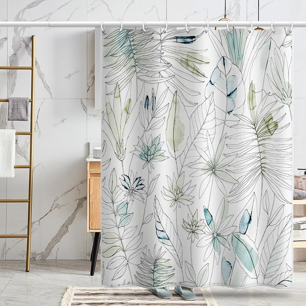 Shower Liner Shower Curtain Bathtub Curtains Polyester Thickened Bathroom Curtains Waterproof Bathroom Curtains Digital Printing Shower Curtains with Hooks Suitable for Bathroom (Size