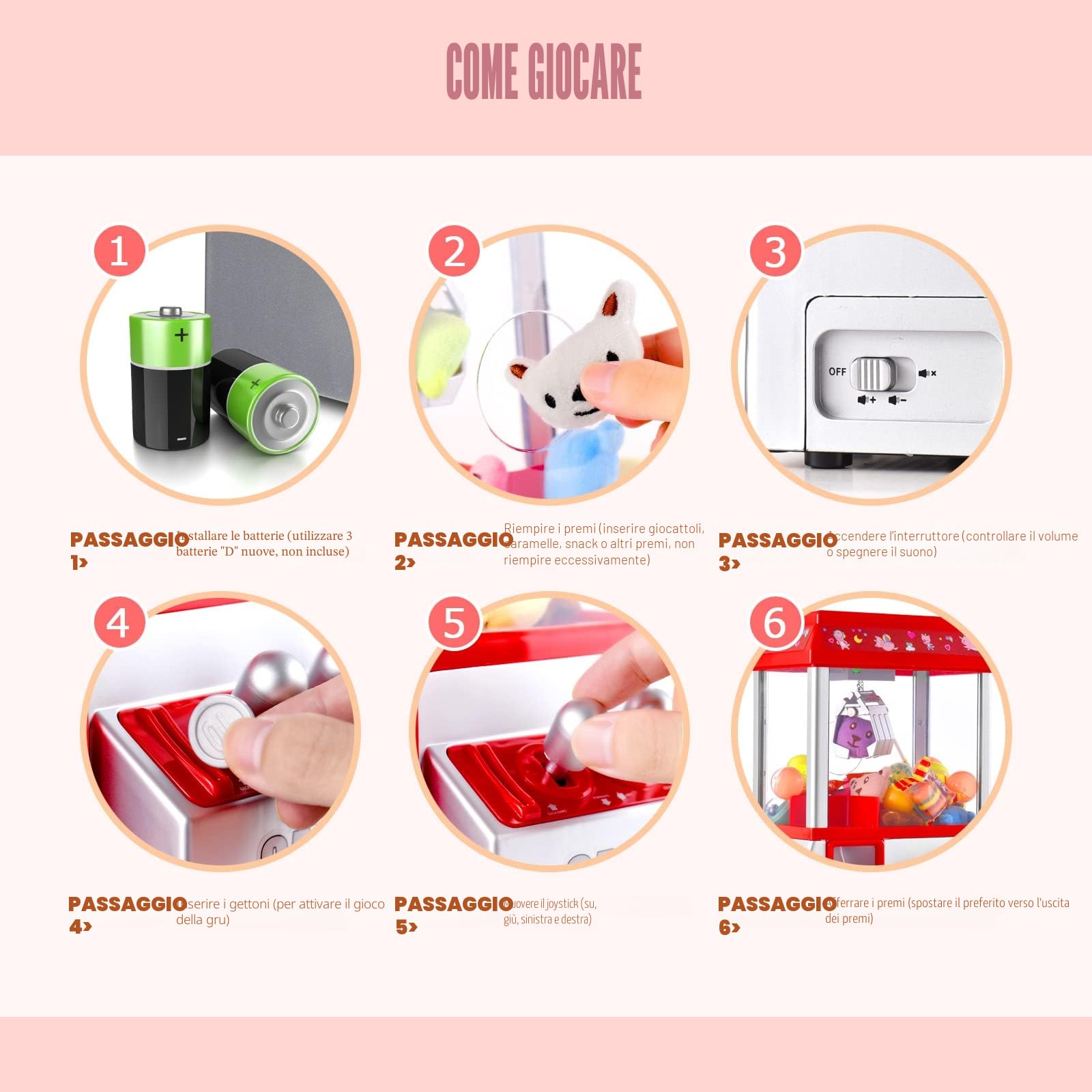 Macchina ad Artiglio per Bambini Caramelle Machine con 10 Bambole 24 Valuta di Gioco Mini Macchina per Artigli Grabber per Ragazzi e Ragazze