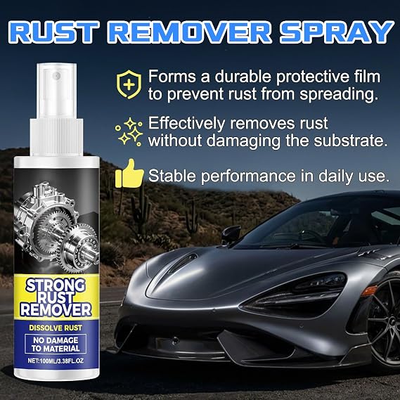 2pcs Rust Remover Spray for Metal, Upgrade Rust Remover Spray for Metal, Multipurpose Rust Stain Remover, Heavy Duty Metal Cleaner for Vehicles, Tools, Cars, Chains, Iron Out Rust Remover Spray