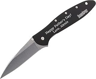 Personalized Engraving on Kershaw Leek 1660SWBLK Pocket Knife, Stonewashed Blade, SpeedSafe